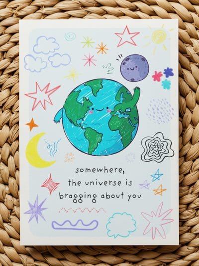 "Universe is bragging about you" - foldable postcard